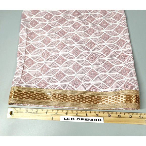 Women Pajama Pants Large Pink Printed Gold Tone Trim Oversized Loungewear Resort - Picture 16 of 16